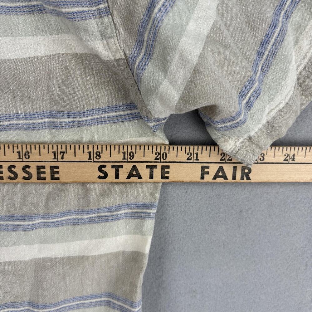 Patagonia Back Step Shirt Small Beige Stripe Short Sleeve Button Up Hemp Cotton - Picture 5 of 10